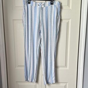 Per Se Blue and White Striped Linen & Viscose w/ pockets